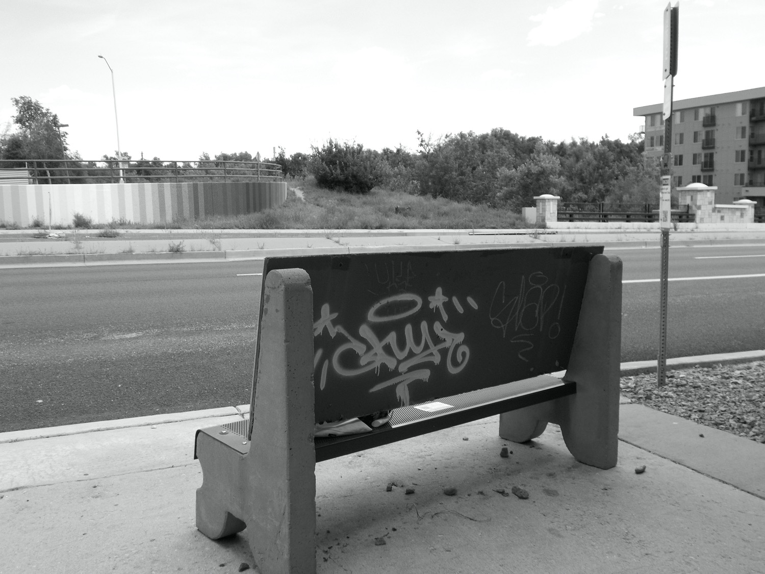Park Bench with Graffiti